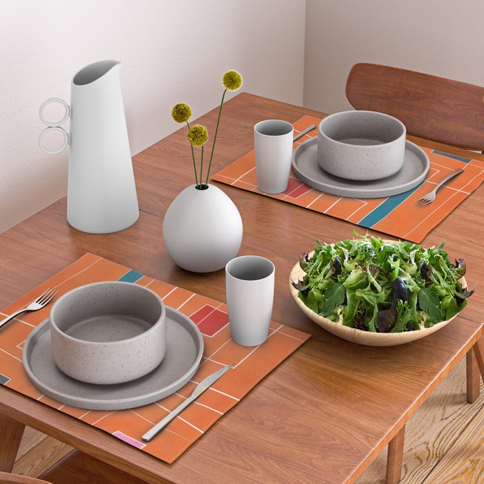 Orange Abstract Artwork Colorful Shapes Placemat Gallery Image 2