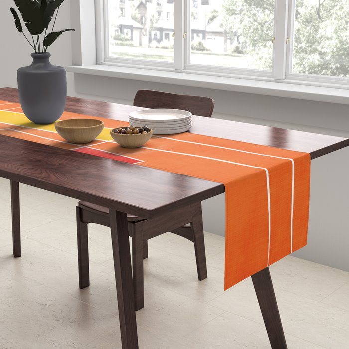 Orange Abstract Artwork Colorful Shapes Table Runner Gallery Image 2
