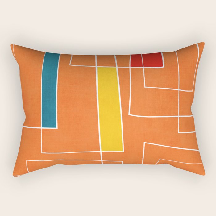 Orange Abstract Artwork Colorful Shapes Rectangular Pillow Gallery Image 1
