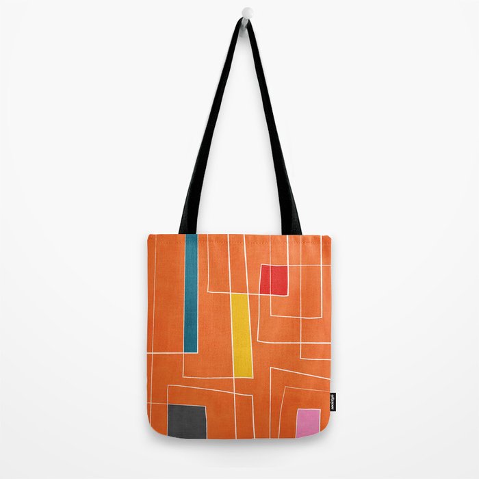 Orange Abstract Artwork Colorful Shapes Tote Bag Gallery Image 2