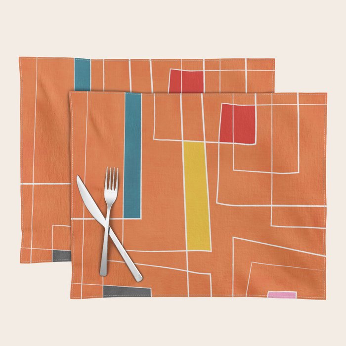Orange Abstract Artwork Colorful Shapes Placemat Gallery Image 1