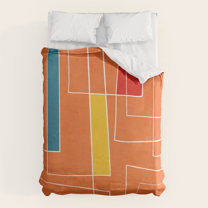 Orange Abstract Artwork Colorful Shapes Duvet Cover Gallery Image 6