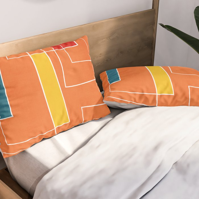 Orange Abstract Artwork Colorful Shapes Pillow Sham Gallery Image 2