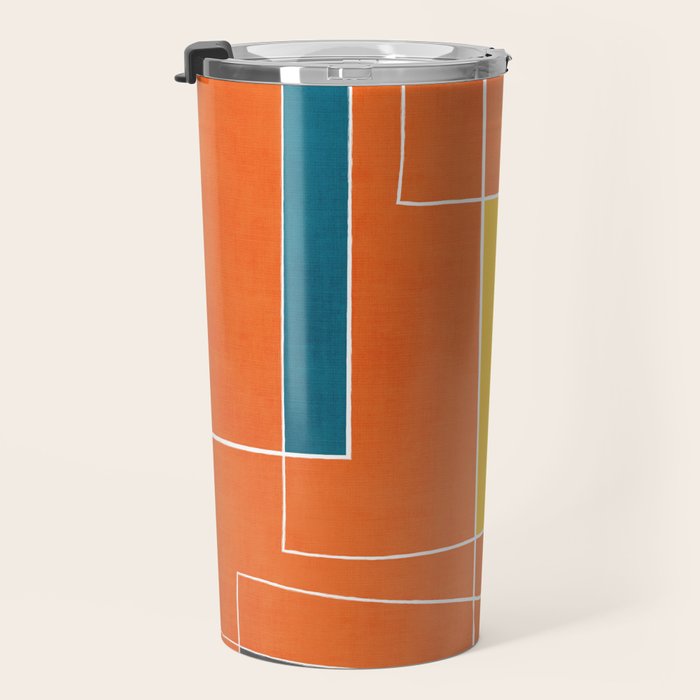 Orange Abstract Artwork Colorful Shapes Travel Mug Gallery Image 3