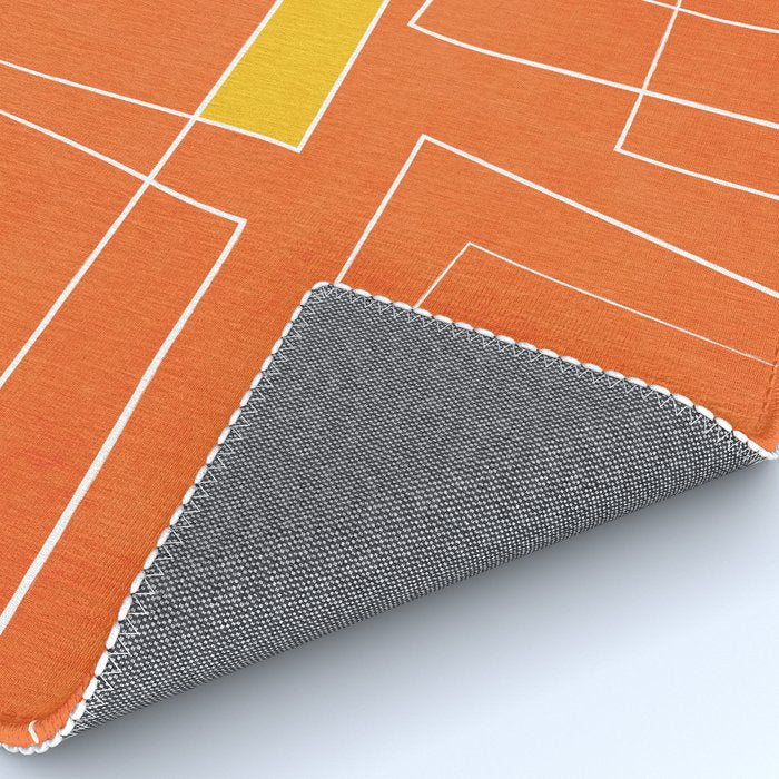 Orange Abstract Artwork Colorful Shapes Rug Gallery Image 4