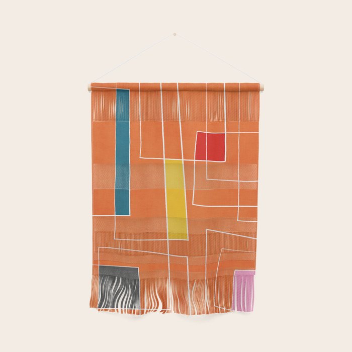 Orange Abstract Artwork Colorful Shapes Wall Hanging Gallery Image 1