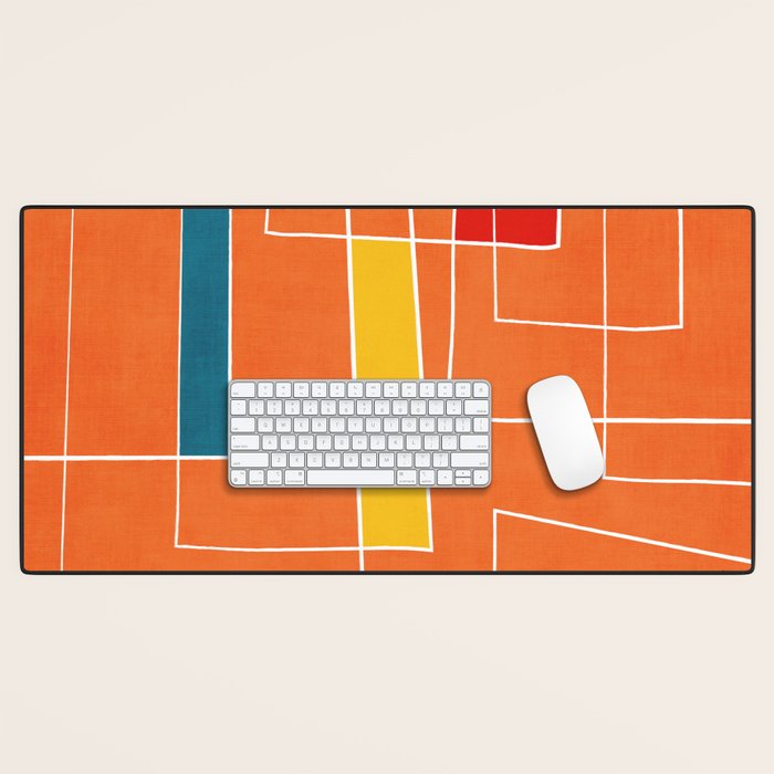 Orange Abstract Artwork Colorful Shapes Desk Mat Gallery Image 1