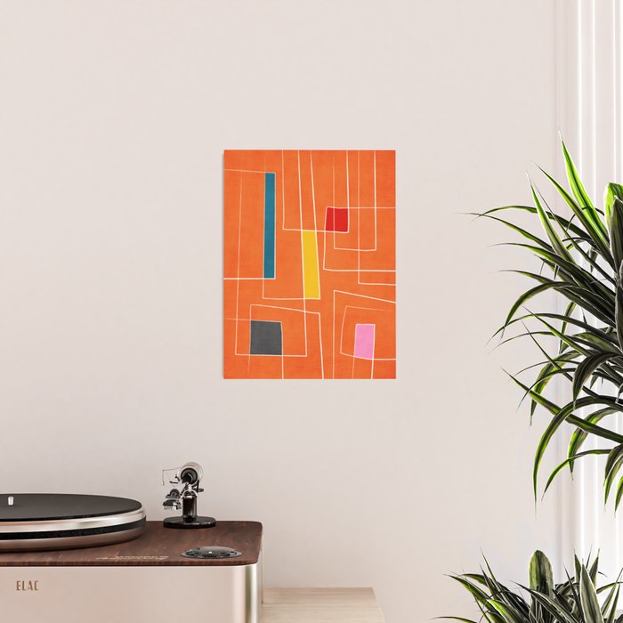 Orange Abstract Artwork Colorful Shapes Poster Gallery Image 2