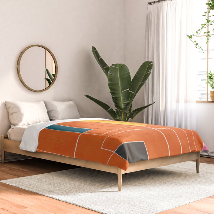 Orange Abstract Artwork Colorful Shapes Comforter Gallery Image 2