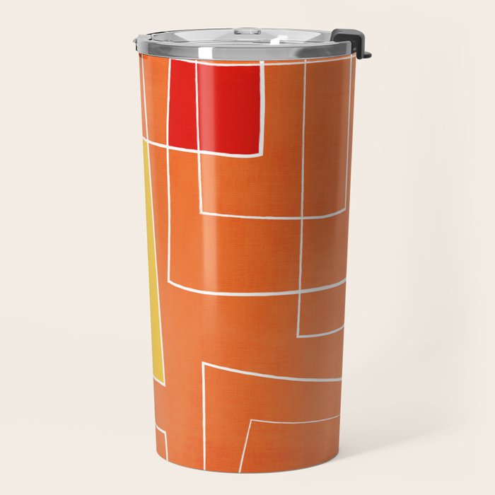 Orange Abstract Artwork Colorful Shapes Travel Mug Gallery Image 2