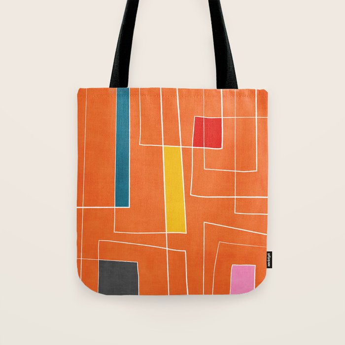 Orange Abstract Artwork Colorful Shapes Tote Bag Gallery Image 1