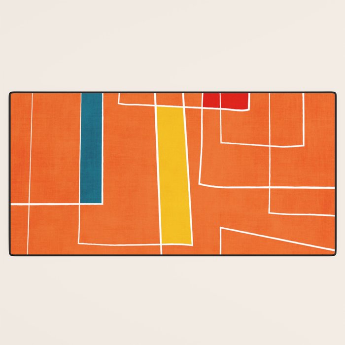 Orange Abstract Artwork Colorful Shapes Desk Mat Gallery Image 3