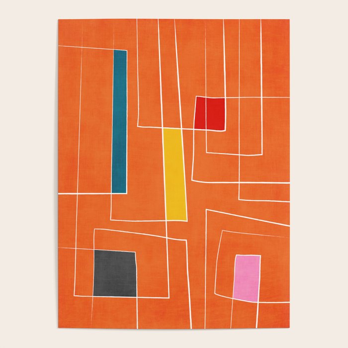 Orange Abstract Artwork Colorful Shapes Poster Gallery Image 1