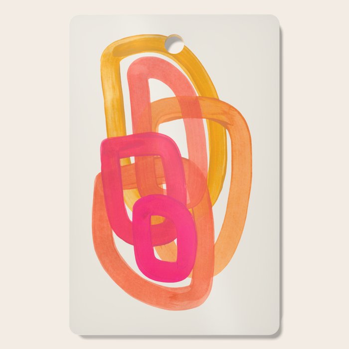 Funky Retro 70's Style Pattern Orange Pink Greindent Striped Circles Mid Century Colorful Pop Art Cutting Board Gallery Image 1