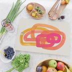 Funky Retro 70's Style Pattern Orange Pink Greindent Striped Circles Mid Century Colorful Pop Art Cutting Board Gallery Image 2