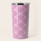 Bows & Ribbons Pattern LIII Y2K Fuchsia Pink Travel Mug Gallery Image 1