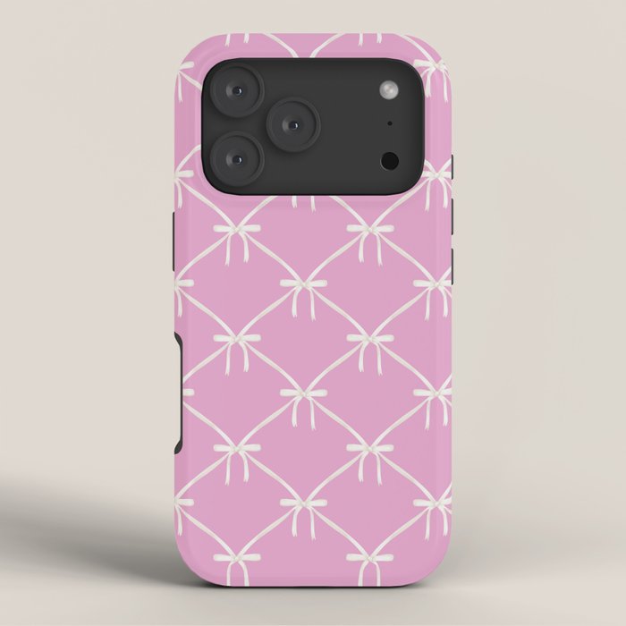 Bows & Ribbons Pattern LIII Y2K Fuchsia Pink iPhone Case Gallery Image 3