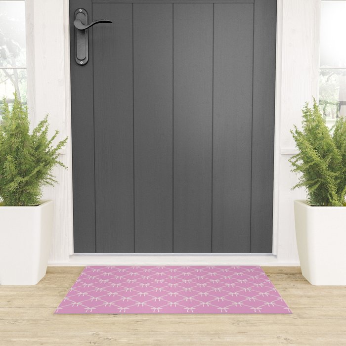 Bows & Ribbons Pattern LIII Y2K Fuchsia Pink Welcome Mat Gallery Image 3