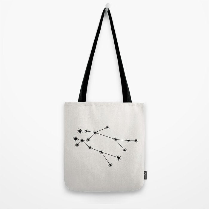 Gemini Zodiac Star Constellation Line Art White Tote Bag Gallery Image 2
