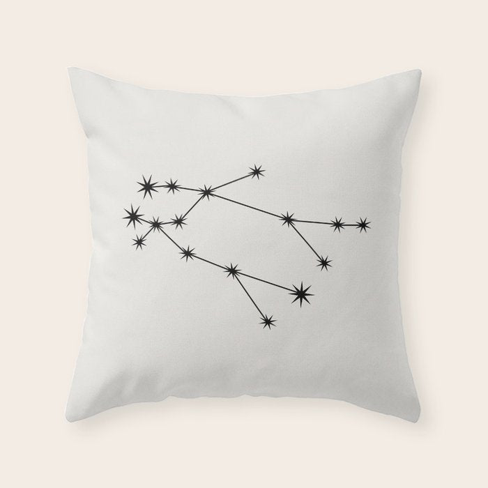 Gemini Zodiac Star Constellation Line Art White Throw Pillow Gallery Image 1