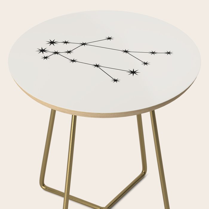 Gemini Zodiac Star Constellation Line Art White Side Table Gallery Image 2
