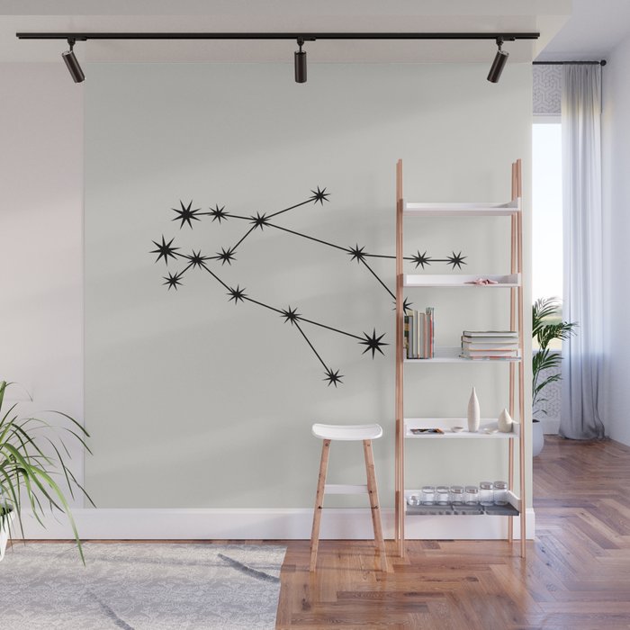 Gemini Zodiac Star Constellation Line Art White Wall Mural Gallery Image 1