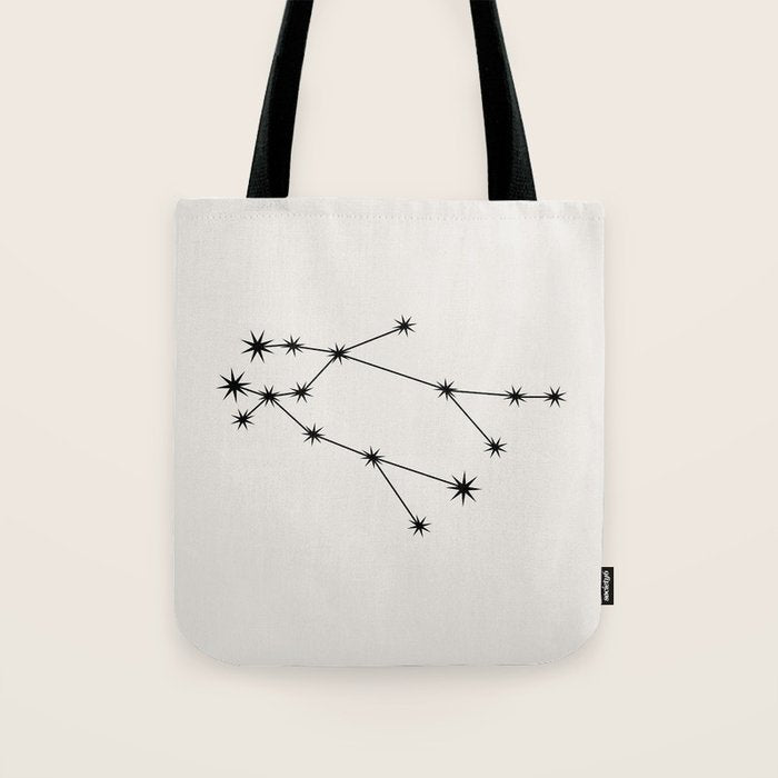 Gemini Zodiac Star Constellation Line Art White Tote Bag Gallery Image 1