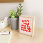 Work Hard and Be Nice to People in pink and red Mini Art Print Gallery Image 2