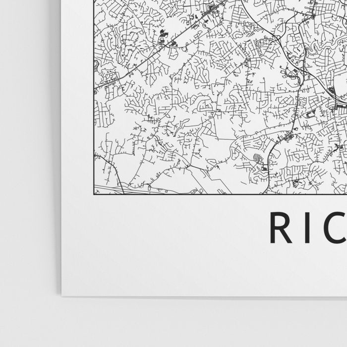 Richmond White Map Poster Gallery Image 3