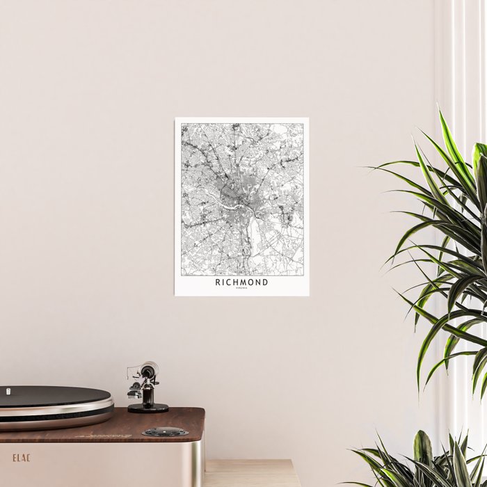 Richmond White Map Poster Gallery Image 2