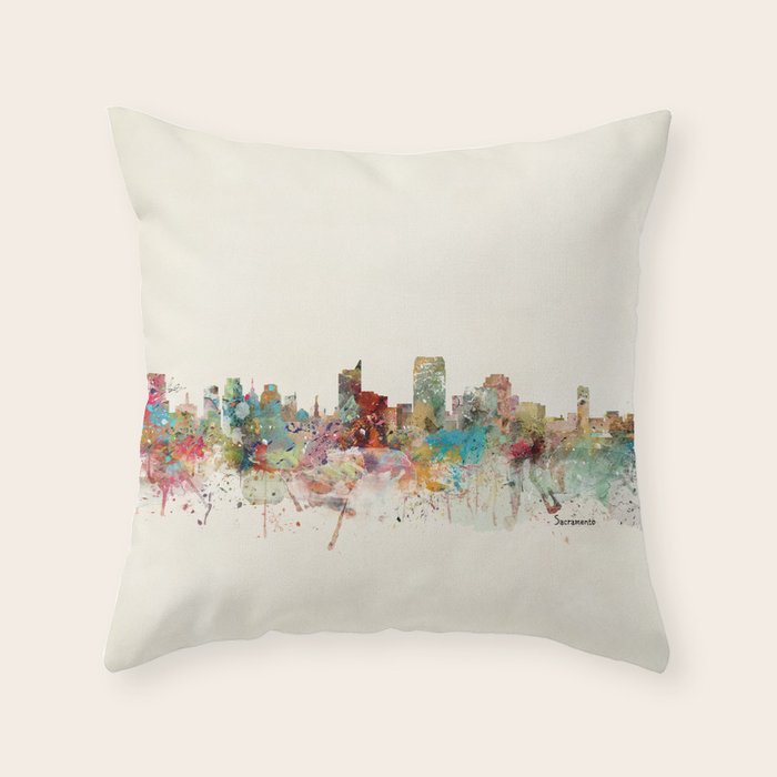 sacramento california skyline Throw Pillow Gallery Image 1