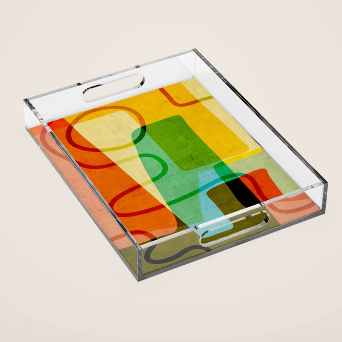 Abstract Mid-Century Modern Art Acrylic Tray Gallery Image 1