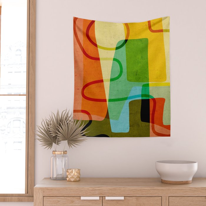 Abstract Mid-Century Modern Art Wall Tapestry Gallery Image 2