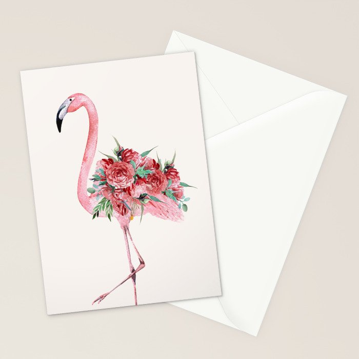 Flamingo Floral Stationery Card Gallery Image 2