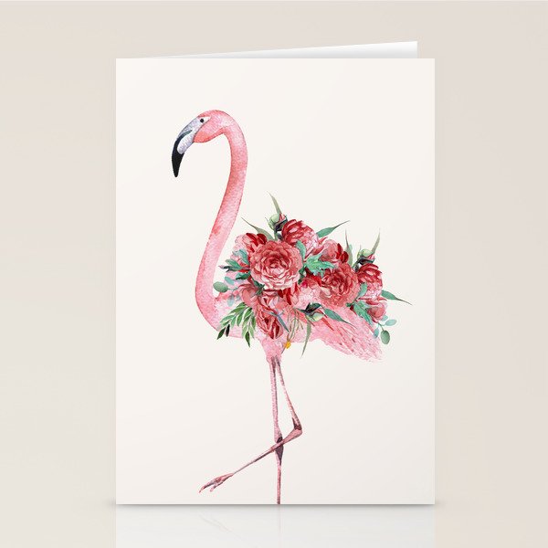 Flamingo Floral Stationery Card Gallery Image 2
