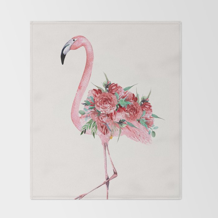Flamingo Floral Throw Blanket Gallery Image 2