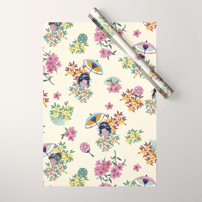 Pastel pink oriental pattern Wrapping Paper Gallery Image 1