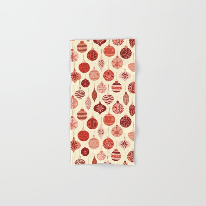 Christmas Ornaments Red Pink Beige Pattern Bath Towel Gallery Image 1
