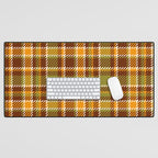 Retro 70s autumn tartan brown moss green mustard yellow pattern Desk Mat Gallery Image 1