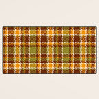 Retro 70s autumn tartan brown moss green mustard yellow pattern Desk Mat Gallery Image 3
