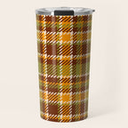 Retro 70s autumn tartan brown moss green mustard yellow pattern Travel Mug Gallery Image 1