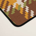Retro 70s autumn tartan brown moss green mustard yellow pattern Desk Mat Gallery Image 4