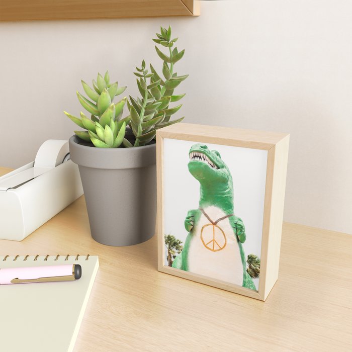 Green T-Rex Cabazon Dinosaur with Peace Sign - Palm Springs Mini Art Print Gallery Image 2