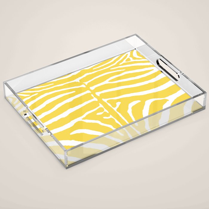 Zebra Wild Animal Print 240 Yellow Acrylic Tray Gallery Image 1