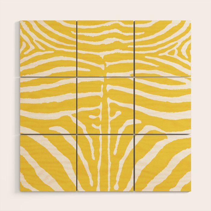 Zebra Wild Animal Print 240 Yellow Wood Wall Art Gallery Image 1