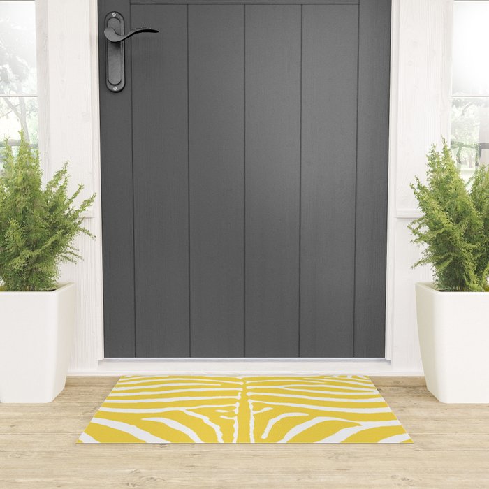 Zebra Wild Animal Print 240 Yellow Welcome Mat Gallery Image 3