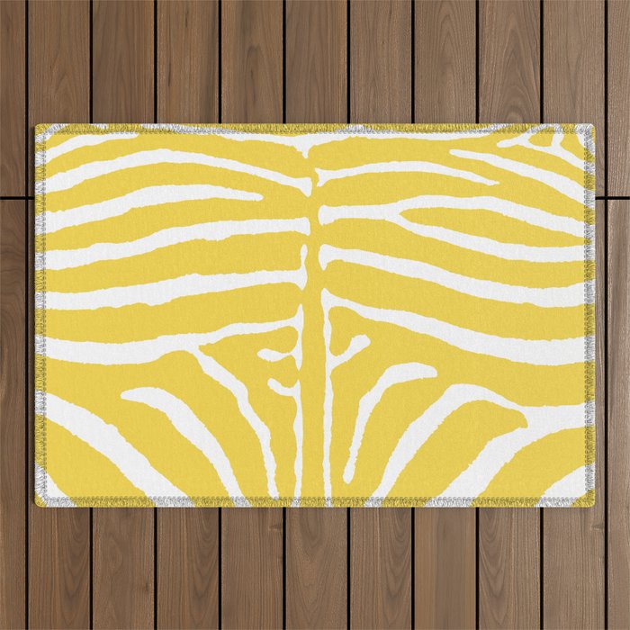 Zebra Wild Animal Print 240 Yellow Outdoor Rug Gallery Image 1