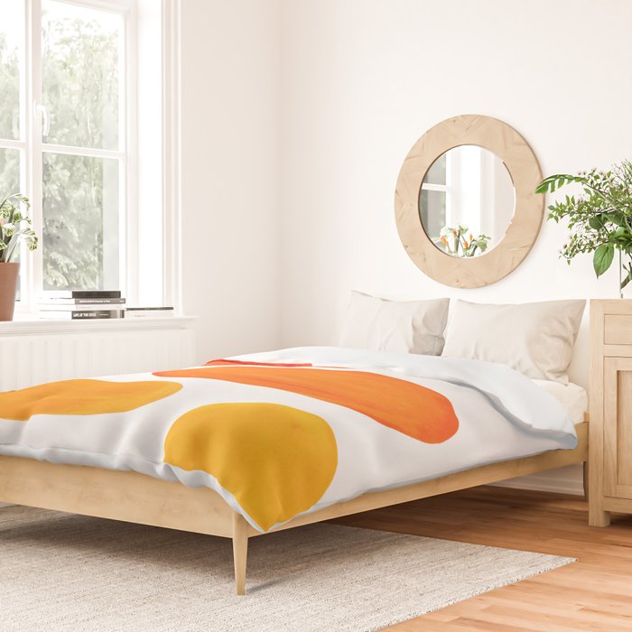 Mid Century Modern Colorful Minimal Pop Art Yellow Orange Ombre Rainbow Gradient Pebble Ovals Duvet Cover Gallery Image 2