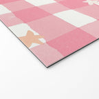 Pastel Pink Gingham with Stars Pattern Soft Aesthetic Grid Welcome Mat Gallery Image 2