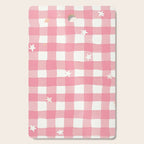 Pastel Pink Gingham with Stars Pattern Soft Aesthetic Grid Cutting Board Gallery Image 1